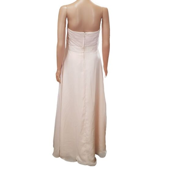 Jordan Peach Blush Pleated Strapless Chiffon Gown Sz 12 - Picture 2 of 16